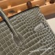 エルメスバーキン 25センチポロサスマットporous Crocodile 81/Gris Tourterelle トゥルティエールグレーシルバー金具 全手縫いbirkin25-002