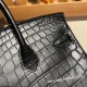 エルメスバーキン 25センチニロティカス Crocodile Niloticus89 /Black (Noir)ブラックシルバー金具 全手縫いbirkin25-005