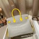 エルメスバーキン 25センチアリゲーターマット Alligator Crocodile 80パールグレー/ ミモザ( M9 mimosa)ゴールド金具  全手縫いbirkin25-015