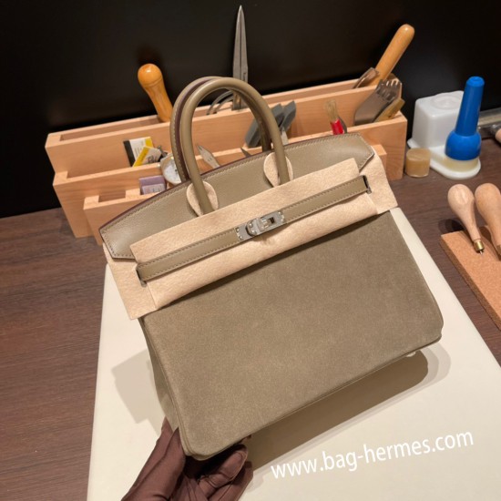 エルメスバーキン 25センチChamois 18/Étoupe Grey グリエレファント シルバー金具 全手縫いbirkin25-023