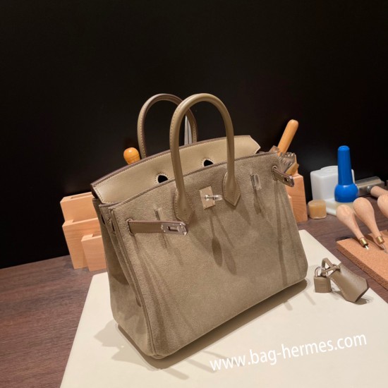 エルメスバーキン 25センチChamois 18/Étoupe Grey グリエレファント シルバー金具 全手縫いbirkin25-023