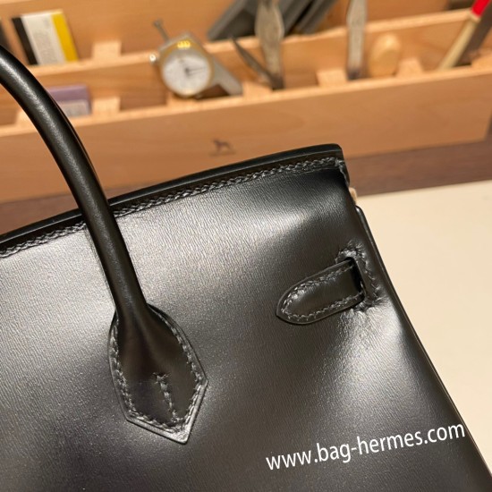 エルメスバーキン 25センチbox So black ブラックシルバー金具 全手縫いbirkin25-025