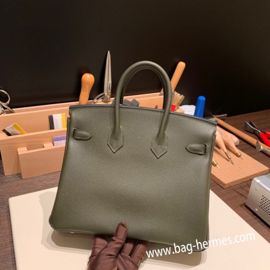 エルメスバーキン 25センチヴォーエプソン Epsom C6 /Vert Gris ヴェールグリスゴールド金具  全手縫いbirkin25-045