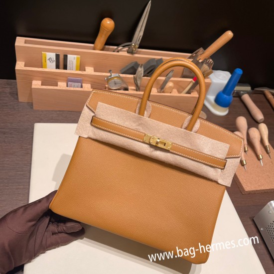 エルメスバーキン 25センチヴォーエプソン Epsom 37 /Gold ゴールドゴールド金具  全手縫いbirkin25-049