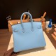 エルメスバーキン 25センチヴォーエプソン Epsom  セレスト7N/Celesteゴールド金具  全手縫いbirkin25-066