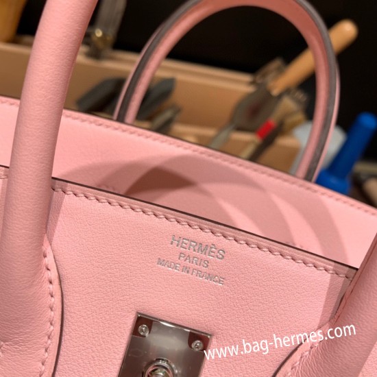 エルメスバーキン 25センチスイフト swift ローズサクラ3Q/Rose Sakura シルバー金具 全手縫いbirkin25-073