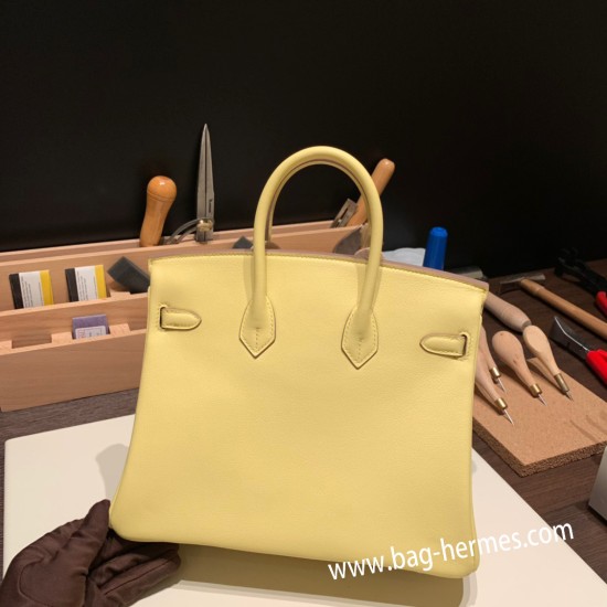 エルメスバーキン 25センチスイフト swift ジョーヌプッサン1Z /Jaune Poussin シルバー金具 全手縫いbirkin25-083