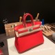 エルメスバーキン 25センチスイフト swift ルージュクー S3/Rouge Cœur シルバー金具 全手縫いbirkin25-085