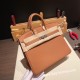 エルメスバーキン 25センチトゴ Togo ゴールド 37/Gold シルバー金具 全手縫いbirkin25-087