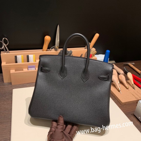 エルメスバーキン 25センチトゴ Togo ブラック89/Black (Noir) シルバー金具 全手縫いbirkin25-090