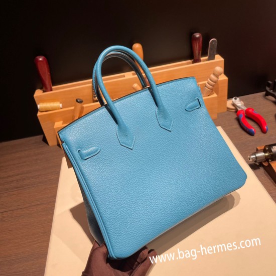 エルメスバーキン 25センチトゴ Togo ブルーノールP3 /Blue du Nord シルバー金具 全手縫いbirkin25-101