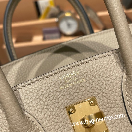 エルメスバーキン 25センチトゴ Togo トゥルティエールグレー81/Gris Tourterelleゴールド金具  全手縫いbirkin25-112