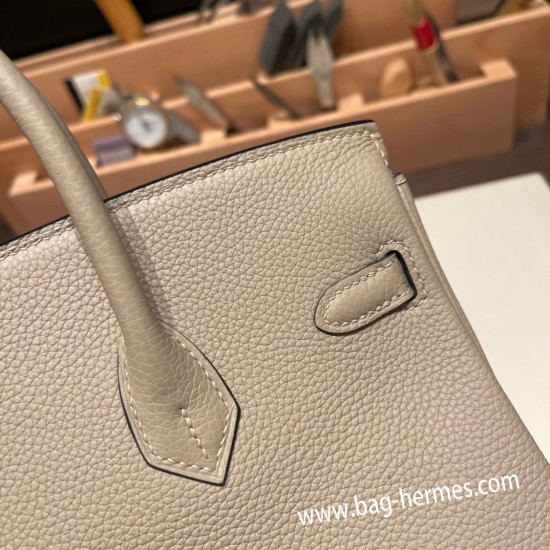 エルメスバーキン 25センチトゴ Togo トゥルティエールグレー81/Gris Tourterelleゴールド金具  全手縫いbirkin25-112