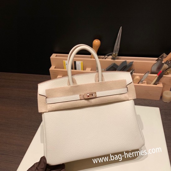 エルメスバーキン 25センチトゴ Togo クレ10/Craie  RoseRose Gold  Hardware  全手縫いbirkin25-114