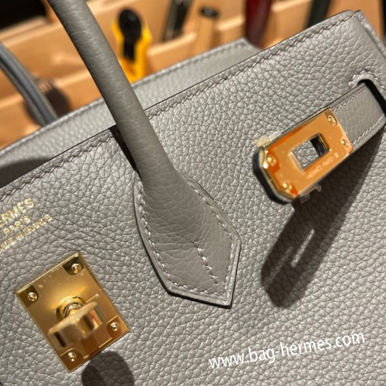 エルメスバーキン 25センチトゴ Togo グリメイヤー0L/ Gris Meyerゴールド金具  全手縫いbirkin25-116