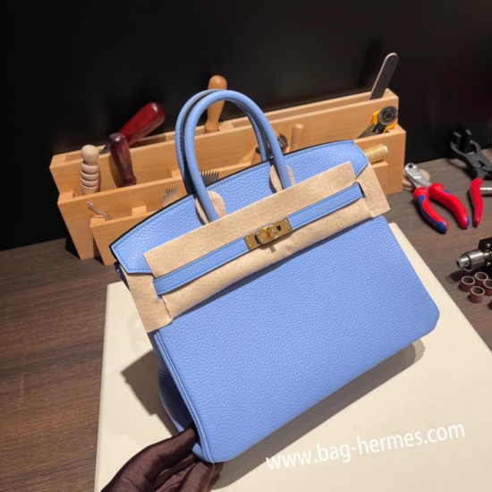 エルメスバーキン 25センチトゴ Togo ブルーパラダイス2T/ Blue Paradiseゴールド金具  全手縫いbirkin25-117