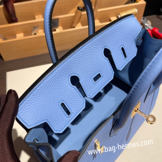 エルメスバーキン 25センチトゴ Togo ブルーパラダイス2T/ Blue Paradiseゴールド金具  全手縫いbirkin25-117