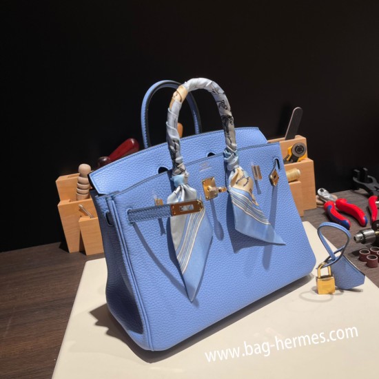 エルメスバーキン 25センチトゴ Togo ブルーパラダイス2T/ Blue Paradiseゴールド金具  全手縫いbirkin25-117