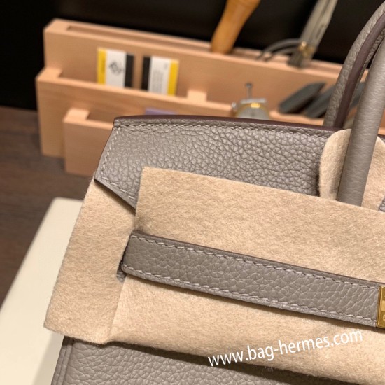 エルメスバーキン 25センチトゴ Togo グリアスファルトM8/ Gris Asphaltゴールド金具  全手縫いbirkin25-122