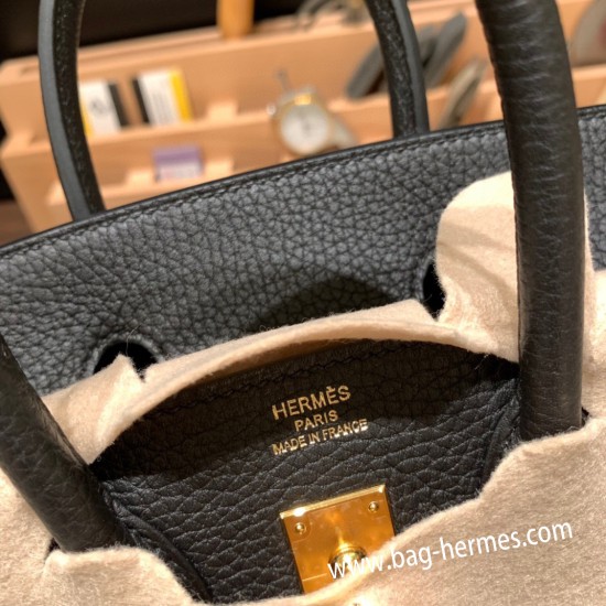 エルメスバーキン 25センチトゴ Togo ブラック89/ Blackゴールド金具  全手縫いbirkin25-131