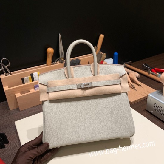 エルメスバーキン 25センチトゴ Togo パールグレーnew stock  80/Pearl Grey シルバー金具 全手縫いbirkin25-141