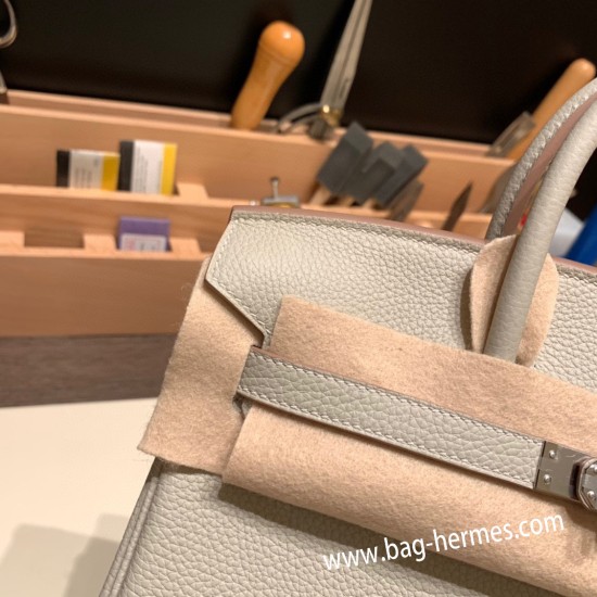 エルメスバーキン 25センチトゴ Togo パールグレーnew stock  80/Pearl Grey シルバー金具 全手縫いbirkin25-141