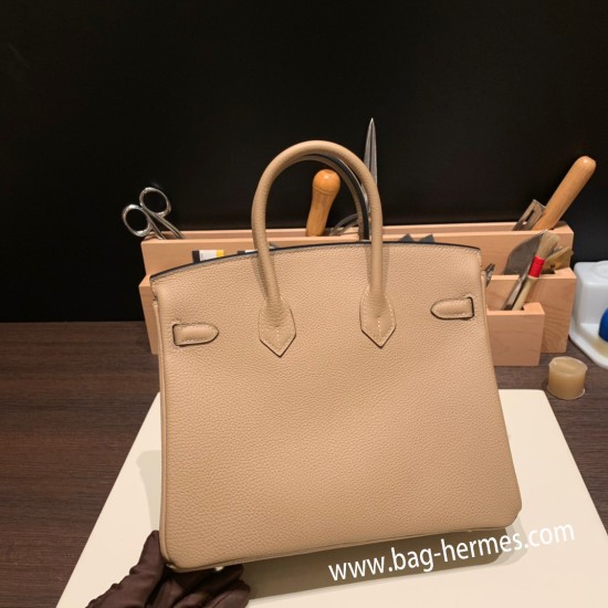 エルメスバーキン 25センチトゴ Togo ベージュ14/Beige シルバー金具 全手縫いbirkin25-151