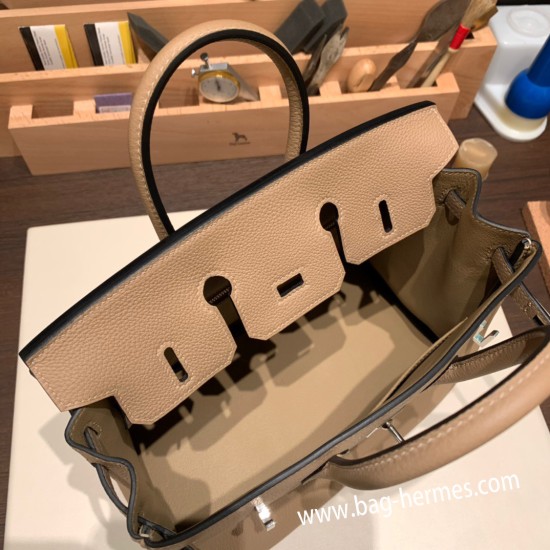 エルメスバーキン 25センチトゴ Togo ベージュ14/Beige シルバー金具 全手縫いbirkin25-151