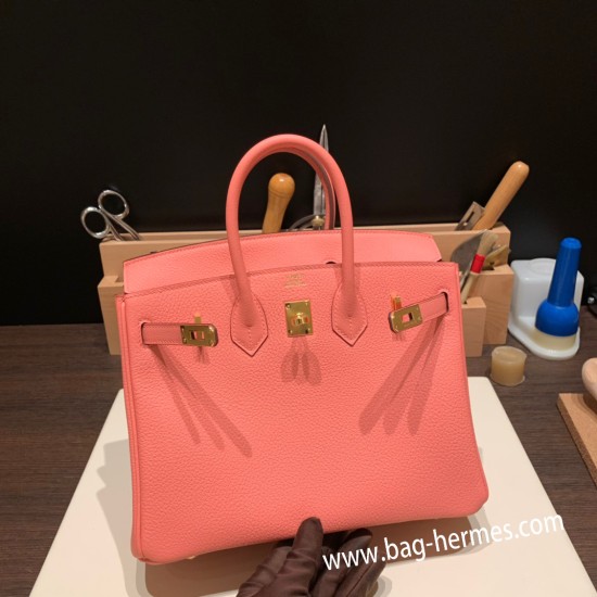 エルメスバーキン 25センチトゴ Togo ローズエテ K4 /Rose d’eteゴールド金具  全手縫いbirkin25-153