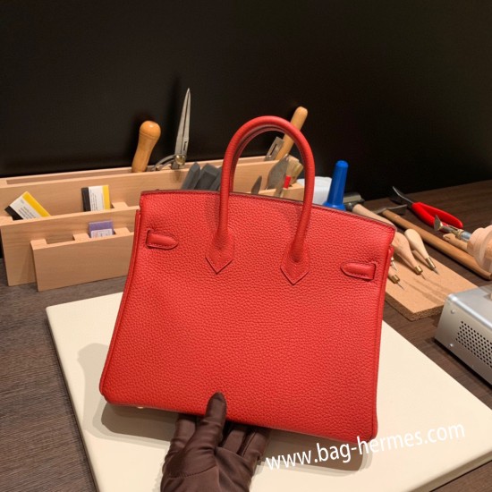 エルメスバーキン 25センチトゴ Togo ルージュクーS3 /Rouge Cœurゴールド金具  全手縫いbirkin25-157