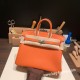 エルメスバーキン 25センチトゴ Togo オレンジ93/Orange シルバー金具 全手縫いbirkin25-158