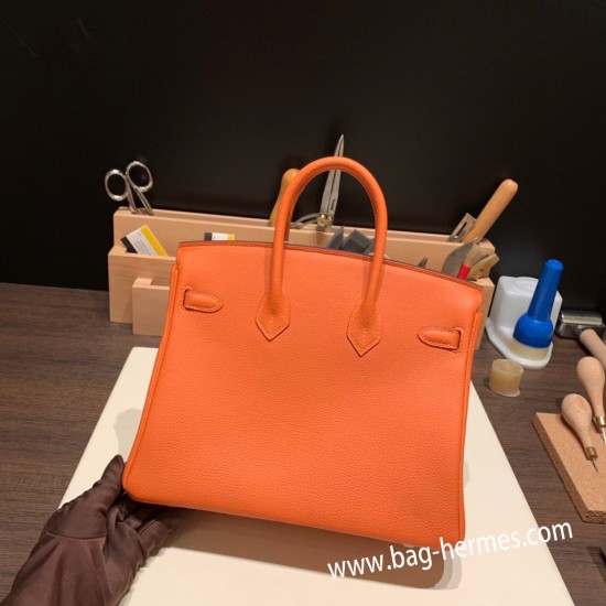 エルメスバーキン 25センチトゴ Togo オレンジ93 /Orangeゴールド金具  全手縫いbirkin25-159