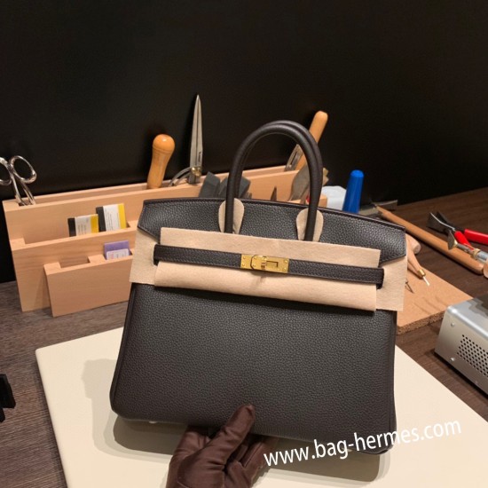 エルメスバーキン 25センチトゴ Togo エベーヌ46/Ebeneゴールド金具  全手縫いbirkin25-162