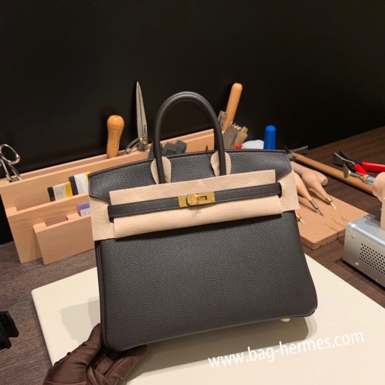 エルメスバーキン 25センチトゴ Togo エベーヌ46/Ebeneゴールド金具  全手縫いbirkin25-162