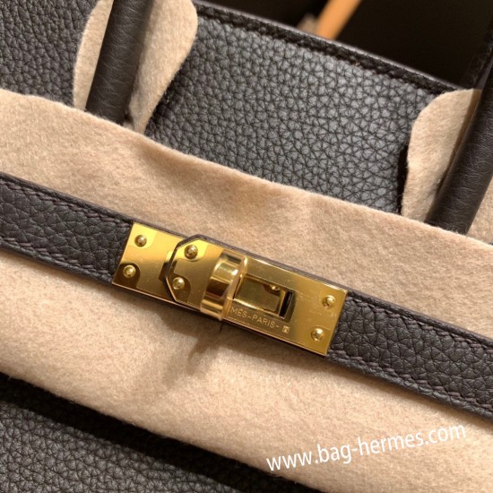 エルメスバーキン 25センチトゴ Togo エベーヌ46/Ebeneゴールド金具  全手縫いbirkin25-162