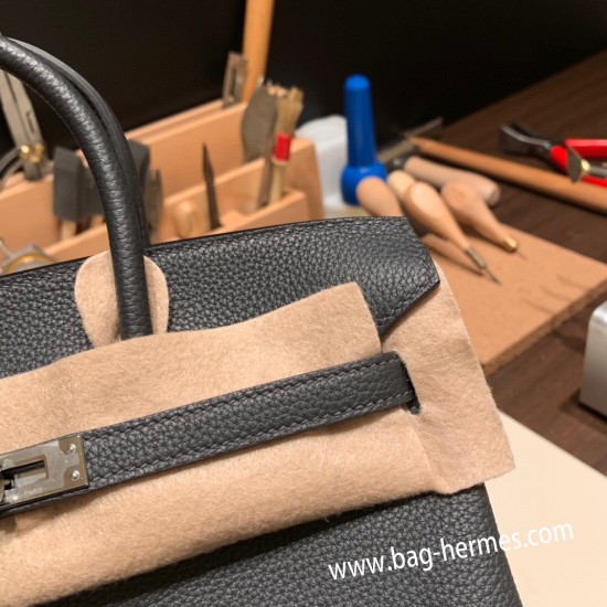 エルメスバーキン 25センチトゴ Togo グラファイト88/ Graphite シルバー金具 全手縫いbirkin25-164