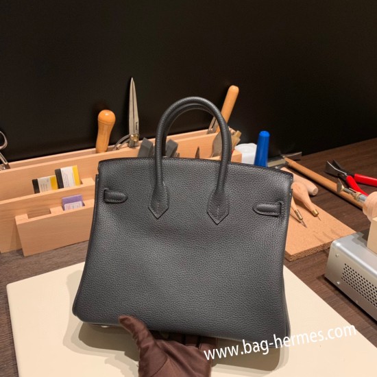 エルメスバーキン 25センチトゴ Togo グラファイト88/ Graphite シルバー金具 全手縫いbirkin25-164