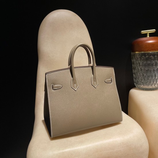 エルメスバーキン 25 外縫い18/Étoupe Grey (Étoupe)  エトゥープ全手縫いbirkin25-w033