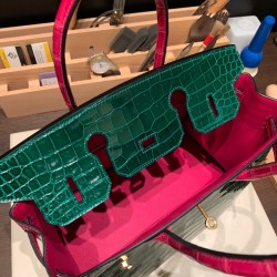 エルメスバーキン 30センチポロサスマットporous Crocodile ローズキャンディ8T /Rose Candyゴールド金具 birkin30-004 全手縫い