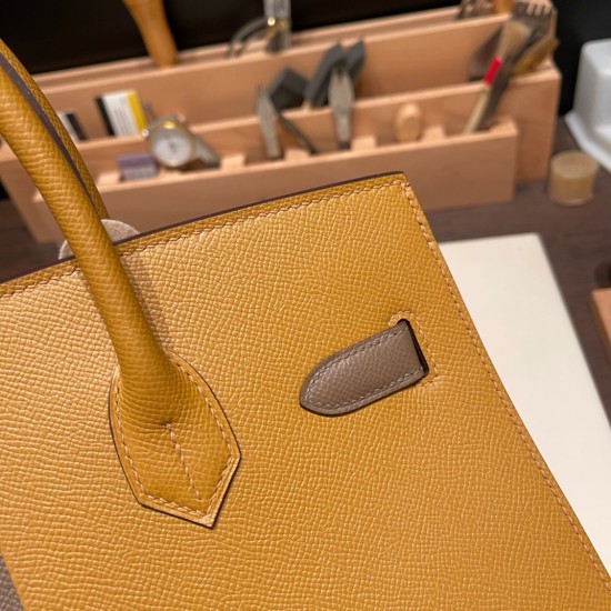 エルメスバーキン 30センチCasaque セサミ x エトゥープ x ブルーニュイシルバー金具 birkin30-024 全手縫い