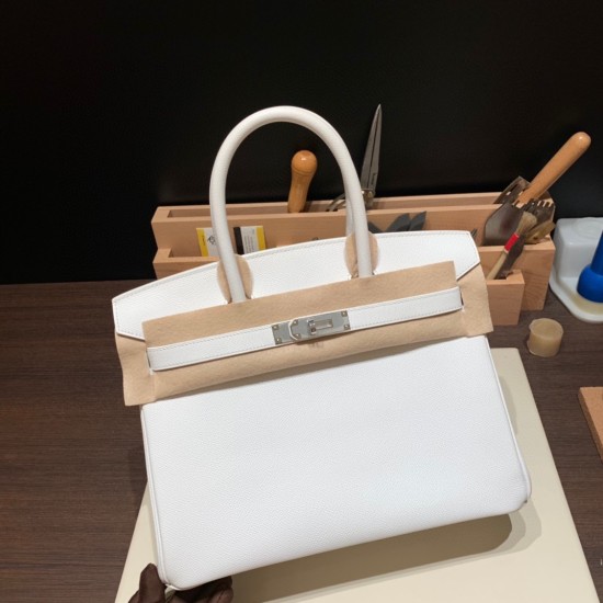 エルメスバーキン 30センチヴォーエプソン Epsom 01/White (Blanc) ホワイトゴールド金具 birkin30-025 全手縫い