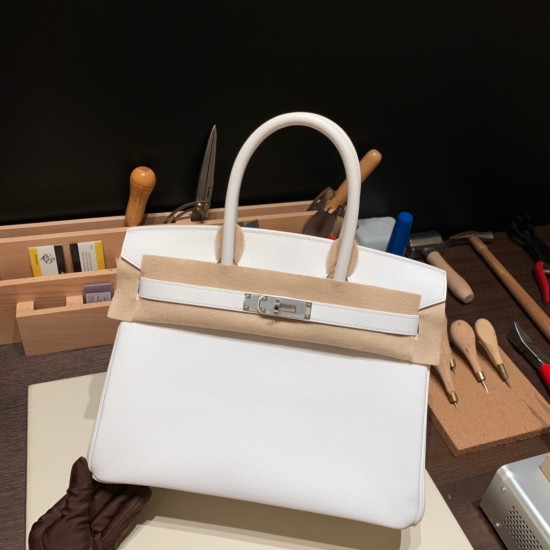 エルメスバーキン 30センチヴォーエプソン Epsom 01/White (Blanc) ホワイトゴールド金具 birkin30-025 全手縫い