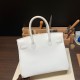 エルメスバーキン 30センチヴォーエプソン Epsom 01/White (Blanc) ホワイトゴールド金具 birkin30-025 全手縫い