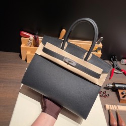 エルメスバーキン 30センチヴォーエプソン Epsom 89/Black (Noir) ブラックシルバー金具 birkin30-026 全手縫い