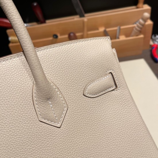 エルメスバーキン 30センチトゴ Togo 10/Craie  クレシルバー金具 birkin30-028 全手縫い