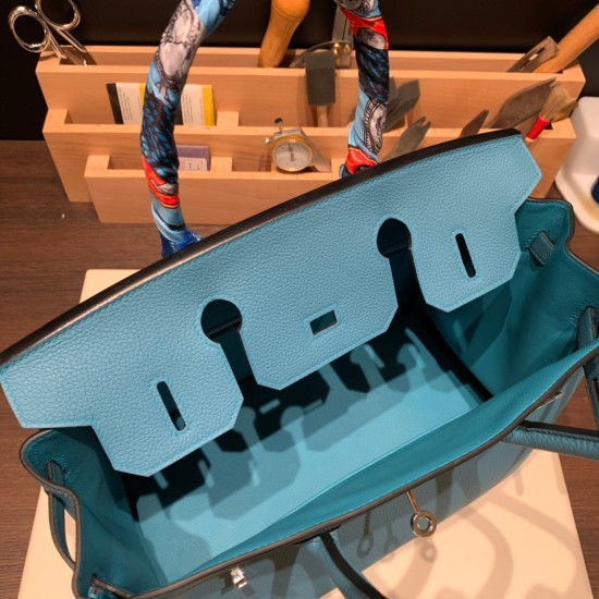 エルメスバーキン 30センチトゴ Togo 7B/Turquoise Blue  ターコイズシルバー金具 birkin30-054 全手縫い