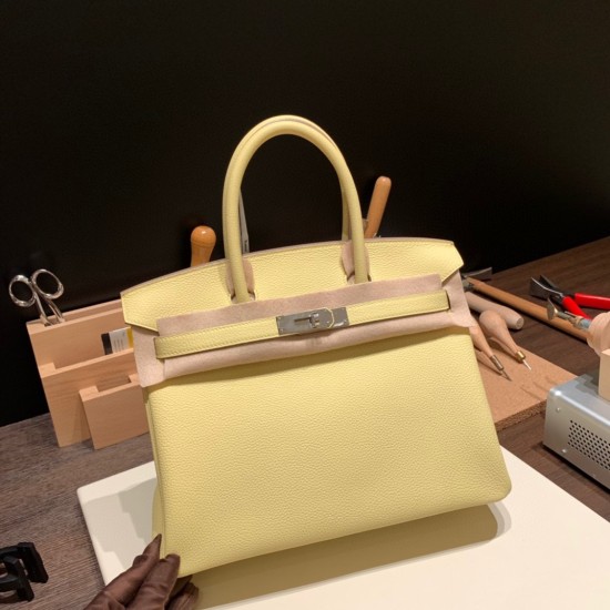 エルメスバーキン 30センチトゴ Togo 1Z/Jaune Poussin  ジョーヌプッサンシルバー金具 birkin30-056 全手縫い