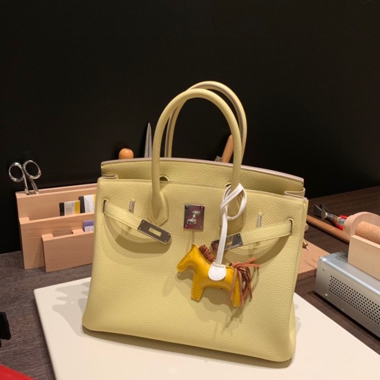 エルメスバーキン 30センチトゴ Togo 1Z/Jaune Poussin  ジョーヌプッサンシルバー金具 birkin30-056 全手縫い