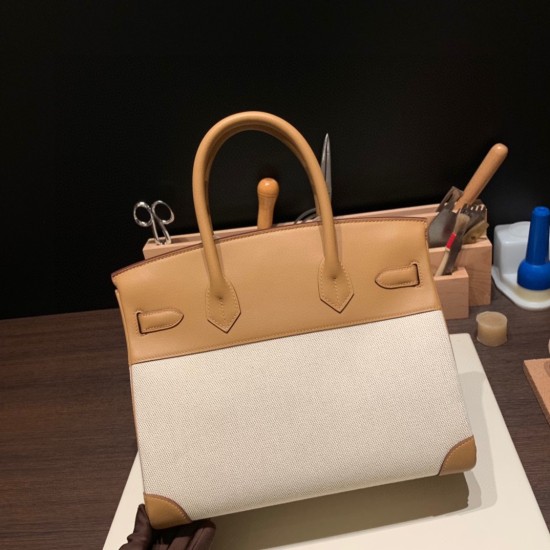 エルメスバーキン 30センチトゴ Togo 1K /Bambou & 37/ Gold バンブー x ゴールドシルバー金具 birkin30-081 全手縫い