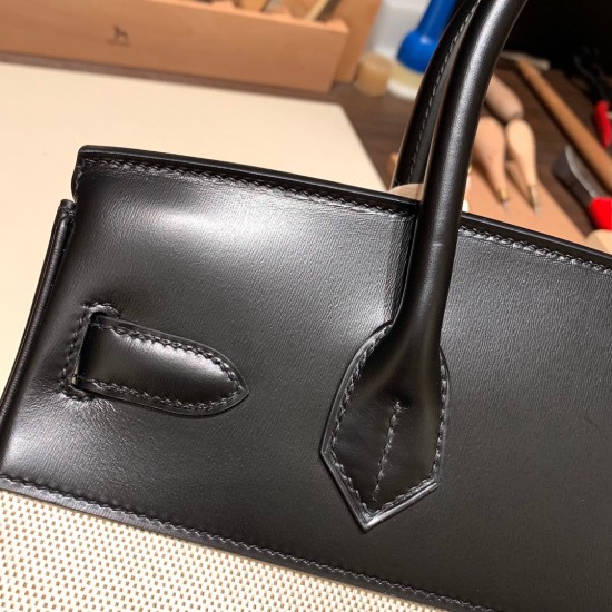 エルメスバーキン 30センチbox ボックスカーフ89/Black (Noir) ブラックシルバー金具 birkin30-088 全手縫い